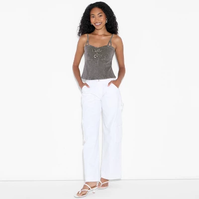 Women's Denim Buckle Corset Tank Top - Wild Fable™ Gray Wash 5 Women's Denim Buckle Corset Tank Top - Wild Fable™ Gray Wash - Image 3