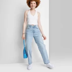 Women's High-Rise 90's Relaxed Slashed Straight Jeans - Wild Fable™ Light Wash -Wild Fable Store GUEST 98b5eb66 27b1 4604 a66d 1c3aac4ab20b