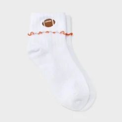 Women's Game Day Embroidered Football Pointelle Bobby Socks With Lettuce Edge Cuff - Wild Fable™ 28 Women's Game Day Embroidered Football Pointelle Bobby Socks With Lettuce Edge Cuff - Wild Fable™ -Wild Fable Store GUEST 9c56199e 3170 4aab 929b 8cf3f600922c