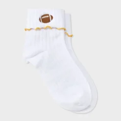 Women's Game Day Embroidered Football Pointelle Bobby Socks With Lettuce Edge Cuff - Wild Fable™ 33 Women's Game Day Embroidered Football Pointelle Bobby Socks With Lettuce Edge Cuff - Wild Fable™ -Wild Fable Store GUEST 9d4c11f8 c2ae 4687 b84b 3932af912ca7