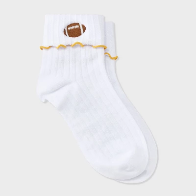 Women's Game Day Embroidered Football Pointelle Bobby Socks With Lettuce Edge Cuff - Wild Fable™ 18 Women's Game Day Embroidered Football Pointelle Bobby Socks With Lettuce Edge Cuff - Wild Fable™ - Image 16