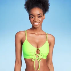 Women's Lace-Up Longline Bikini Top - Wild Fable™ Neon Green -Wild Fable Store GUEST 9db86508 2073 4f3f ac9d 18c4838fa74e