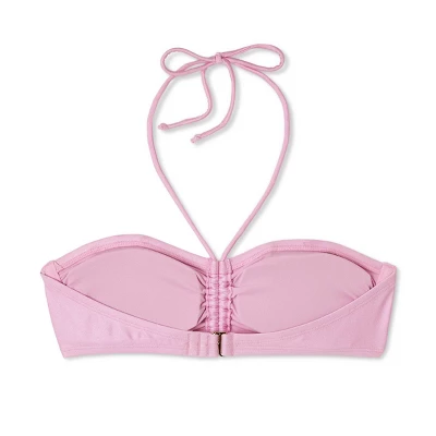 Women's Cinch-Front Halter Bandeau Bikini Top - Wild Fable™ Shiny Pink 8 Women's Cinch-Front Halter Bandeau Bikini Top - Wild Fable™ Shiny Pink - Image 6