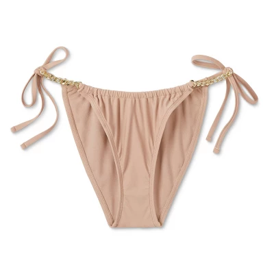 Women's Chain Detail Side-Tie Adjustable Coverage Bikini Bottom - Wild Fable™ Brown 7 Women's Chain Detail Side-Tie Adjustable Coverage Bikini Bottom - Wild Fable™ Brown - Image 5
