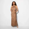 Women's Jacquard Maxi Empire Waist Dress - Wild Fable™ Brown Floral -Wild Fable Store GUEST af2ff474 c761 4932 8f08 5750a8891341
