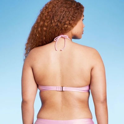Women's Cinch-Front Halter Bandeau Bikini Top - Wild Fable™ Shiny Pink 6 Women's Cinch-Front Halter Bandeau Bikini Top - Wild Fable™ Shiny Pink - Image 4