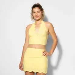 Women's V-Neck Cropped Halter Top - Wild Fable™