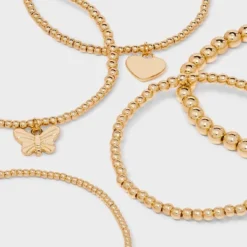 Butterfly And Heart Charm Stretch Bracelet Set 5pc - Wild Fable™ Gold -Wild Fable Store GUEST bb62e9ad fe76 4b5b be0b 50b32d4060e4