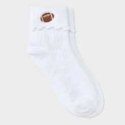 Women's Game Day Embroidered Football Pointelle Bobby Socks With Lettuce Edge Cuff - Wild Fable™ 31 Women's Game Day Embroidered Football Pointelle Bobby Socks With Lettuce Edge Cuff - Wild Fable™ -Wild Fable Store GUEST c4defd0d 8e78 4736 b88d 3a82f4eefad8