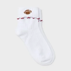 Women's Game Day Embroidered Football Pointelle Bobby Socks With Lettuce Edge Cuff - Wild Fable™ 22 Women's Game Day Embroidered Football Pointelle Bobby Socks With Lettuce Edge Cuff - Wild Fable™ -Wild Fable Store GUEST c5b7b92b defc 430b 9203 b4c038738ce7