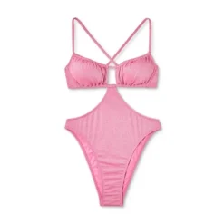 Women's Cut Out One Piece Swimsuit - Wild Fable™ Pink Lurex -Wild Fable Store GUEST c67d1a84 af54 43b9 aea3 5f7d1c0bb3b6