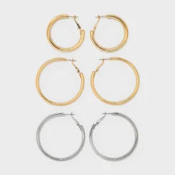 Smooth Tubular Mixed Hoop Earring Set 3pc - Wild Fable™ Gold/Silver: Nickel-Free, Hinge Closure 5 Smooth Tubular Mixed Hoop Earring Set 3pc - Wild Fable™ Gold/Silver: Nickel-Free, Hinge Closure -Wild Fable Store GUEST c80755b0 1496 46f9 85af 88027ef0d4f4