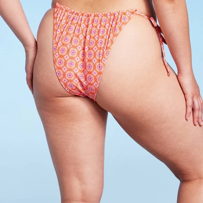 Women's Ultra High Leg Adjustable Coverage Bikini Bottom - Wild Fable™ Orange Tile Print 8 Women's Ultra High Leg Adjustable Coverage Bikini Bottom - Wild Fable™ Orange Tile Print - Image 6