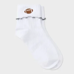 Women's Game Day Embroidered Football Pointelle Bobby Socks With Lettuce Edge Cuff - Wild Fable™ 24 Women's Game Day Embroidered Football Pointelle Bobby Socks With Lettuce Edge Cuff - Wild Fable™ -Wild Fable Store GUEST cc9c80b2 08df 482e b9bd b1141be5a01b