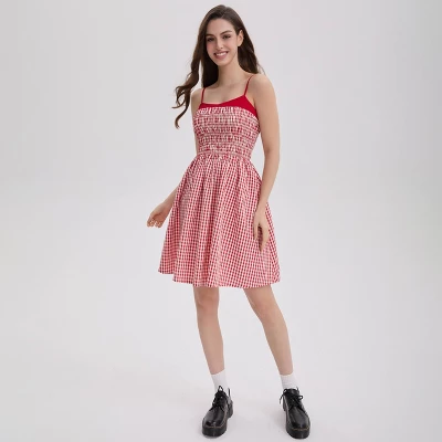 Women's Smocked Bodice Mini Cami Dress - Wild Fable™ Red Gingham 5 Women's Smocked Bodice Mini Cami Dress - Wild Fable™ Red Gingham - Image 3