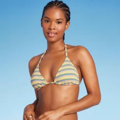 Women's Ribbed Triangle Bikini Top - Wild Fable™ Blue/Green/Pink Striped -Wild Fable Store GUEST d3ef2998 fc07 4f0d b6d2 0571a54da98a