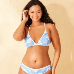 Women's Contrast Binding Triangle Bikini Top - Wild Fable™ Blue Floral Print -Wild Fable Store GUEST d5e706fc a249 4608 881a ce00cbb7d6e4
