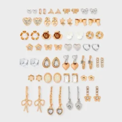 Flower Bow And Heart Earring Set 30pc - Wild Fable™ Gold -Wild Fable Store GUEST d97d6ecf 0783 432c 980d 686a69e1147d