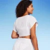 Women's Tie-Front Cover Up Short Sleeve Crop Top - Wild Fable™ White 1 Women's Tie-Front Cover Up Short Sleeve Crop Top - Wild Fable™ White -Wild Fable Store GUEST dddcb6fc d02b 46c3 92ea ecbeffe171bc