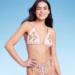 Women's Embroidered Detail Triangle Bikini Top - Wild Fable™ Multi Floral Print -Wild Fable Store GUEST e3235079 3300 4890 a039 9ae8aa539482
