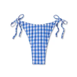 Women's Side-Tie Ultra High Leg Super Cheeky Bikini Bottom - Wild Fable™ Cobalt Blue Gingham Print -Wild Fable Store GUEST e36e10f3 b0b0 426d b3a5 7d62e3ea5608
