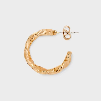 Smooth Twist And Pearl Hoop Earring Set 3pc - Wild Fable™ Gold 4 Smooth Twist And Pearl Hoop Earring Set 3pc - Wild Fable™ Gold - Image 2