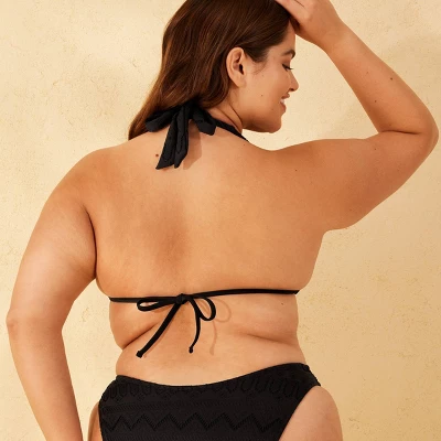 Women's Eyelet Multiway Tall Triangle Bikini Top - Wild Fable™ Black 6 Women's Eyelet Multiway Tall Triangle Bikini Top - Wild Fable™ Black - Image 4