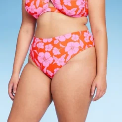 Women's High Leg Extra Cheeky Low-Rise Bikini Bottom - Wild Fable™ Orange/Pink Tropical Print -Wild Fable Store GUEST ee681f11 e039 4acc 9ace ba724255f4a7