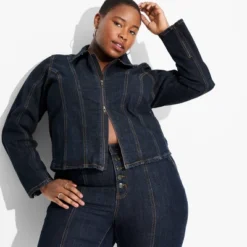 Women's Seamed Denim Moto Jacket - Wild Fable™ Dark Wash -Wild Fable Store GUEST f419649b dfa4 4d02 b6f0 dbf00e0ec023