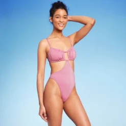 Women's Cut Out One Piece Swimsuit - Wild Fable™ Pink Lurex -Wild Fable Store GUEST f4f3e4fb f344 4c78 af4b c2b9db758ec0