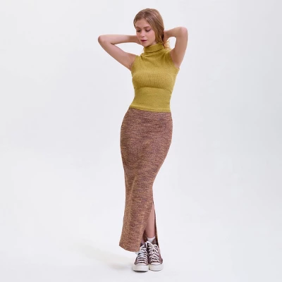 Women's Side Slit Maxi Pencil Skirt - Wild Fable™ Brown 4 Women's Side Slit Maxi Pencil Skirt - Wild Fable™ Brown - Image 2