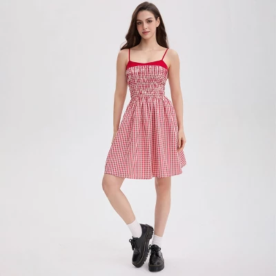 Women's Smocked Bodice Mini Cami Dress - Wild Fable™ Red Gingham 4 Women's Smocked Bodice Mini Cami Dress - Wild Fable™ Red Gingham - Image 2